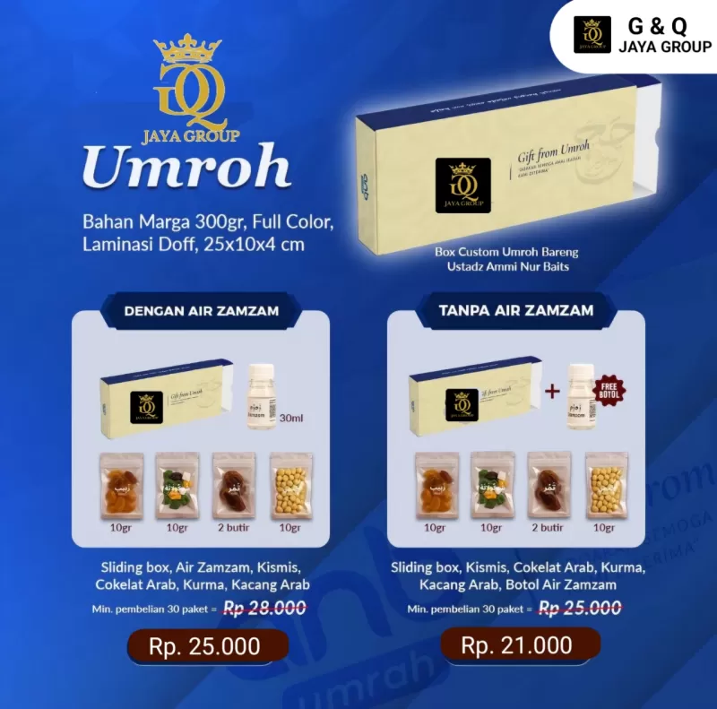 Oleh-oleh umroh dan haji paket umroh + zamzam